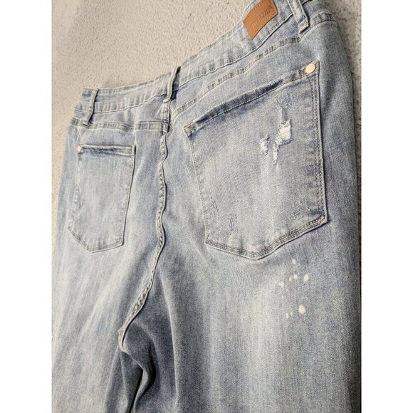 Judy Blue Skinny Jeans Lace Patch Womens 22W Bleach Splash Destroyed Distressed - Picture 16 of 16